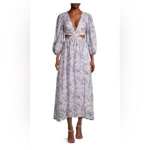 Bardot Alston Floral Cutout Plunge Neck Maxi Dress in Lilac Floral